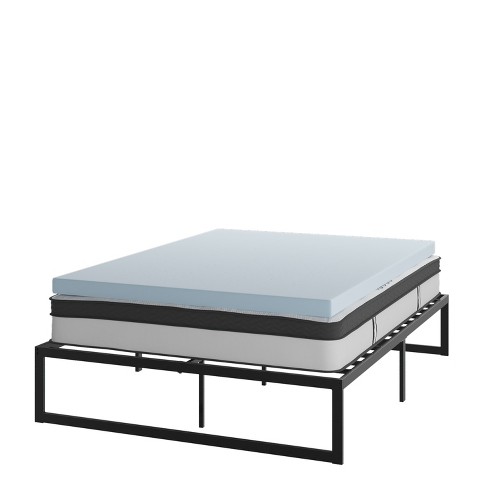 Flash Furniture 14 Inch Metal Platform Bed Frame With 10 Inch Pocket Spring  Mattress In A Box And 3 Inch Cool Gel Memory Foam Topper - Queen : Target