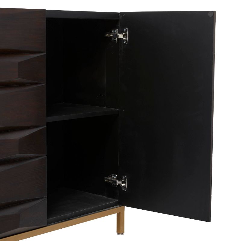 Contemporary Bold Facet Carved Wood Side Cabinet Brown - Olivia &#38; May, 6 of 20