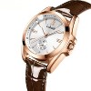 HONGGE Women's Quartz Watch with Leather Strap, Roman Numerals, Rose Gold Case, Waterproof, Luminous Hands, Classic Dress Wristwatch - 2 of 4