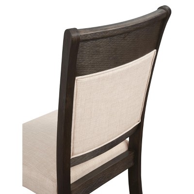 Transitional Beige Upholstered Side Chair with Acacia Wood Frame
