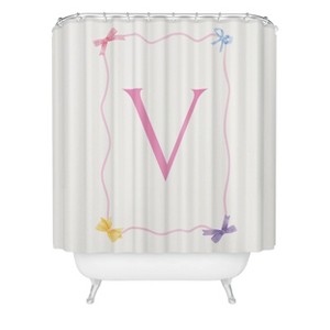 Deny Designs April Lane Art Simple Bow Monogram Shower Curtain - 1 of 3