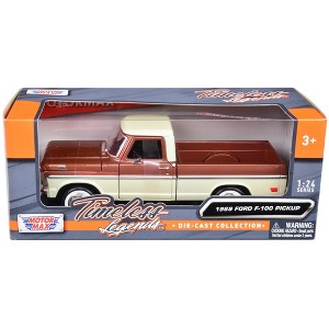 1969 Ford F-100 Pickup Truck Brown Metallic and Cream "Timeless Legends" 1/24 Diecast Model Car by Motormax - 1 of 3