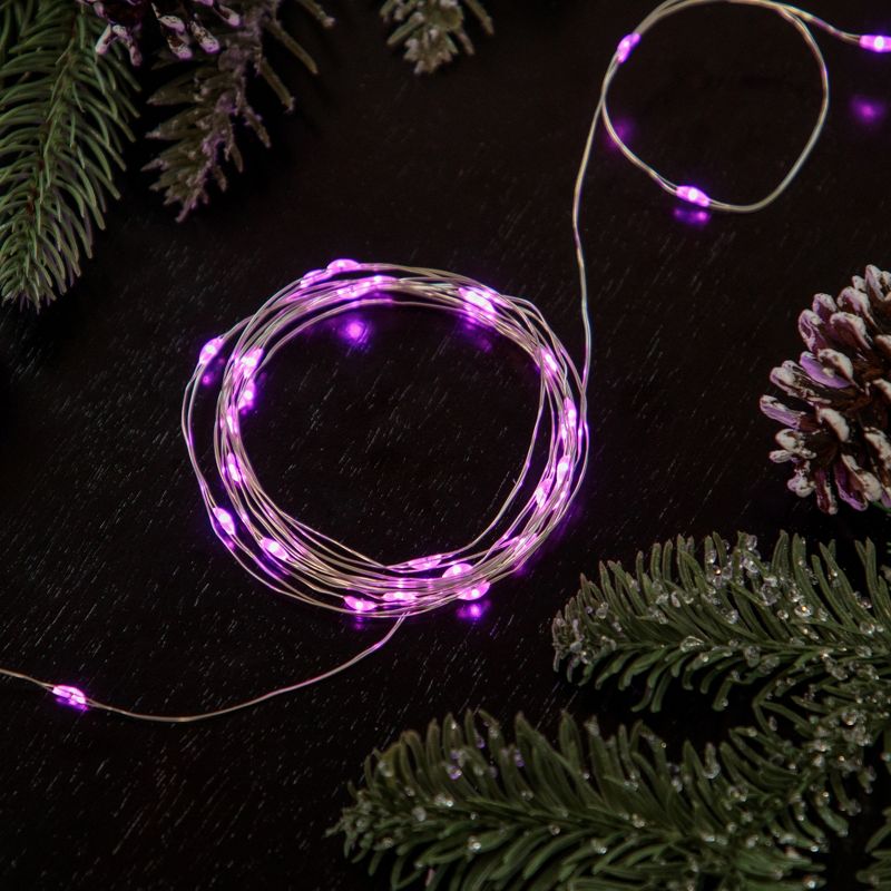 Northlight 100-Count Pink LED Micro Fairy Christmas Lights, 16ft Copper Wire, 1 of 5