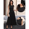 INSPIRE CHIC Women's Crew Collar High Waist Sleeveless Side Pockets Casual Work A-Line Maxi Dresses - 2 of 4