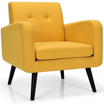 Costway Mid Century Accent Chair Fabric Arm Chair Single Sofa W/rubber Wood  Legs : Target