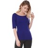 INSPIRE CHIC Women's Half Sleeves Scoop Neck Fitted Layering Soft T-Shirt - 4 of 4