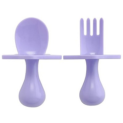 Grabease Baby And Toddler 3pc Self-feeding Utensils, Lavender : Target