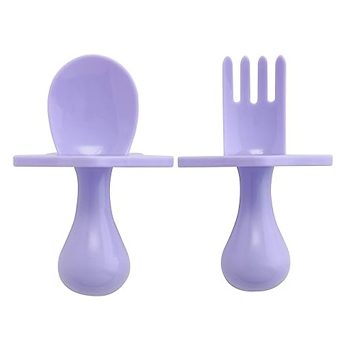 Nooli First Self-feeding Utensils: Usa-made Spoon & Fork Set For Babies,  Lavender : Target