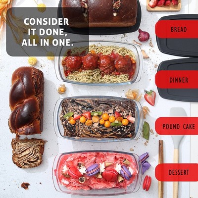 Black Rectangular Glass Food Storage Containers with Lids, Set of 6