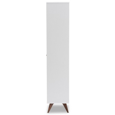 Serafino White and Walnut Mid-Century Modern Wine Cabinet