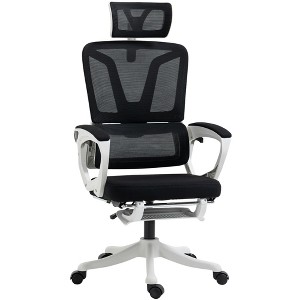Vinsetto Reclining Office Chair with Adjustable Headrest, Lumbar Support, High Back, Footrest, Comfy Computer Chair, Black - 1 of 4