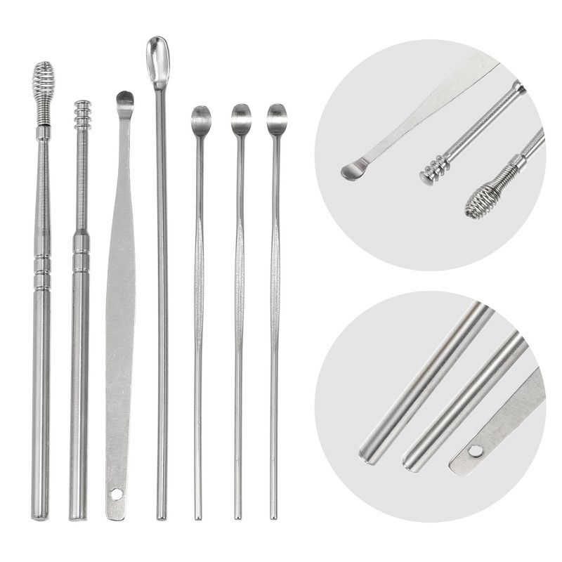 Unique Bargains Stainless Steel Ear Cleansing Tool Set Ear Cleaner Set with Aluminum Storage Case 7 Pcs, 3 of 7