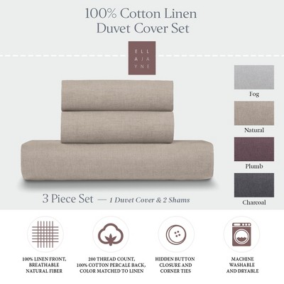 Natural Linen Cotton Full/Queen Duvet Cover Set