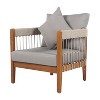 Okak Patio Accent Chairs with Handwoven Rope Frame,1 PCS,Upholstered Outdoor Armchair Acacia Club Chair for Backyard&Garden,400lbs Max - 3 of 4