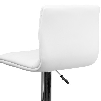 Modern White Vinyl Adjustable Bar Stool with Chrome Base