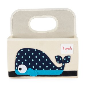 3 Sprouts Polyester Divided Portable Nursery Supply Organizer Caddy for Diapers, Wipes, and Lotion with Top Carry Handle, Blue Whale - 1 of 4