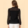 INSPIRE CHIC Women's Swiss Dots Long Sleeve Ruffled Work Office Chiffon Blouse - 4 of 4