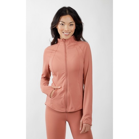 Yogalicious Womens Ultra Soft Lightweight Full Zip Yoga Jacket with Zipper  Pockets - Cedarwood - Large