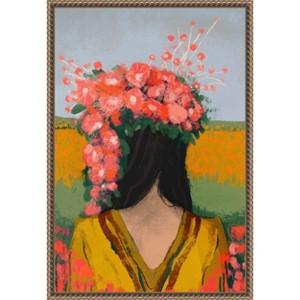Amanti Art Woman With Floral Wreath by Treechild Canvas Wall Art Print Framed 16 x 23-in. - 1 of 4