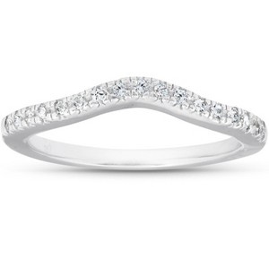 Pompeii3 1/8ct Curved Diamond Wedding Ring 14K White Gold - 1 of 4