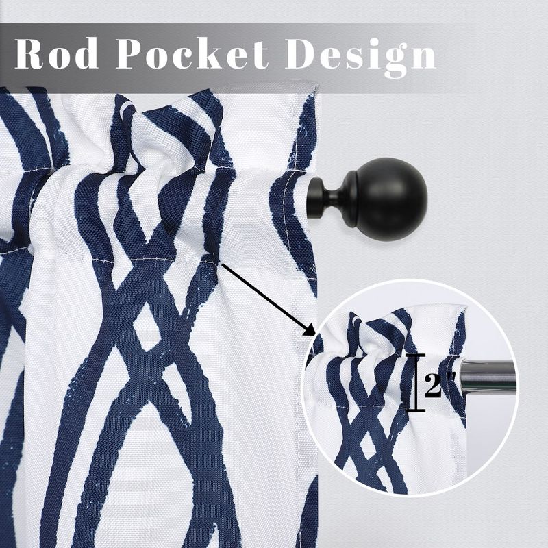 Geometric Print Rod Pocket Short Kitchen Cafe Curtains, 3 of 5