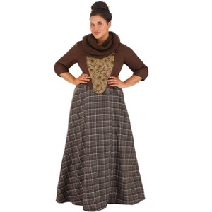 HalloweenCostumes.com 1X  Women  Plus Size Historical Outlander Halloween Costume | Medieval Dress Outfit, White/Brown/Brown - 1 of 4