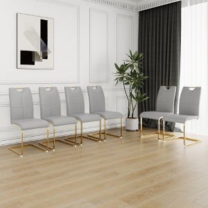 ALEXOUN Modern Dining Chairs Set of 6, PU Faux Leather High Back Upholstered Chairs, with Gold Metal Legs,for Kitchen,Living,Bedroom,Dining Room - 1 of 4