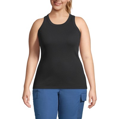 Lands' End Women's 2x2 Rib Crew Neck Tank Top