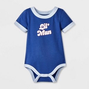 Baby Boys' Lil' Man Bodysuit - Cat & Jack™ Navy Blue - 1 of 4