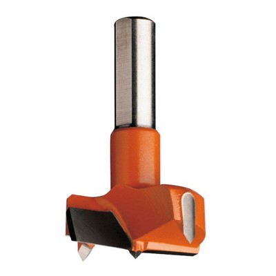 CMT USA 317.240.11 10 x 26mm Parallel Shank Double Edge Woodworking Hinge Boring Bit with Non Stick Scoring Knives & 1mm Center Balance, Carbide Steel