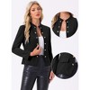 Allegra K Women's Casual Stand Collar Open Front Long Sleeve Button Decor Jacket - 2 of 4