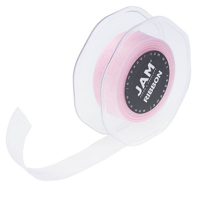 JAM Paper Sheer Ribbon Baby Pink 7/8 inches 25 Yards/Spool 349530313