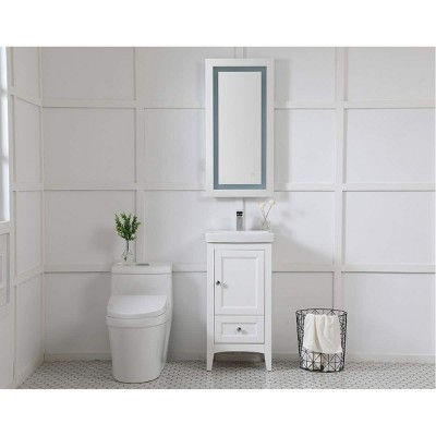 Helios 18x36 Silver LED Bathroom Vanity Mirror with Touch Sensor