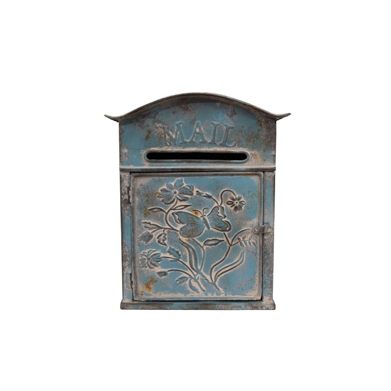 Embossed Tin Mail Box Blue - Storied Home, 1 of 11