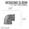 Pipe Decor 1 1/4 in. x 1 in. Black Reducing Elbow - 3 of 4