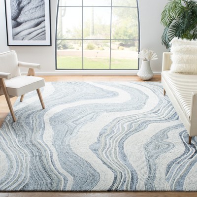 Handmade Gray Wool Tufted Abstract Area Rug 8' x 10'