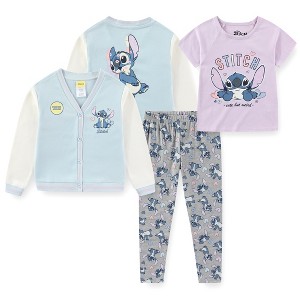 Disney Lilo & Stitch Girls Pants with Varsity Cardigan and Short Sleeve T-Shirt 3 Piece Set for Little to Big Kids - 1 of 4