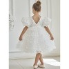 2Bunnies Girls' 3D Butterfly Puff Sleeve Babydoll Fit & Flare Dress - 2 of 4