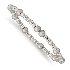 Chisel Stainless Steel Polished 4-6mm Sandblasted Beaded Stretch Bracelet - 1 of 4