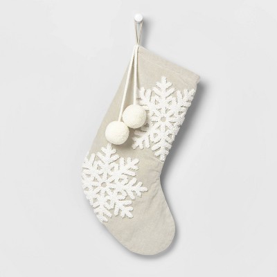 20" Velvet Christmas Stocking with Snowflakes - Wondershop™