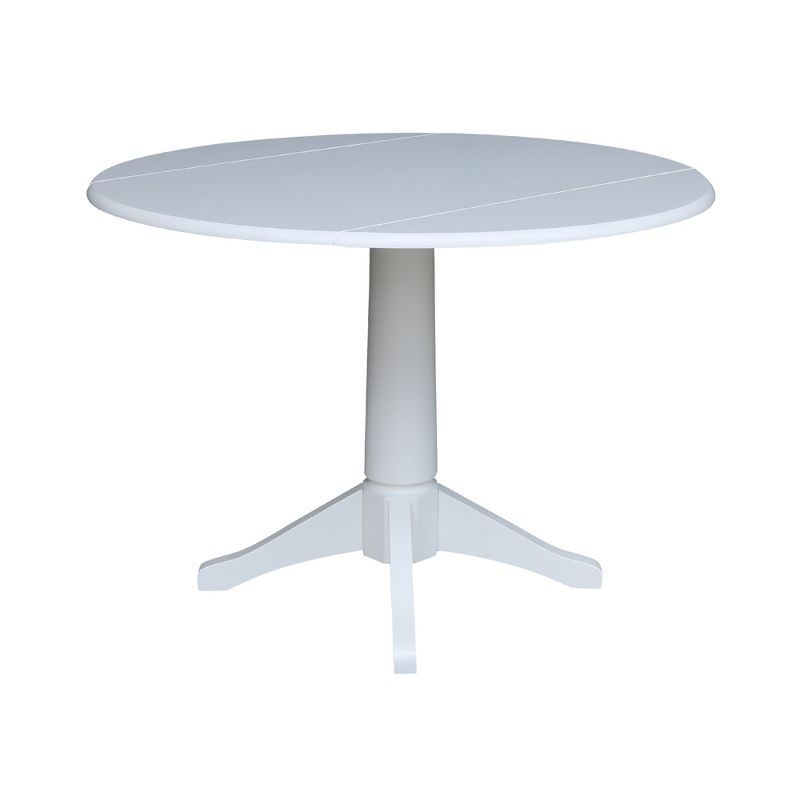 42" Nina Round Top Dual Drop Leaf Pedestal Table White - International Concepts, 3 of 10