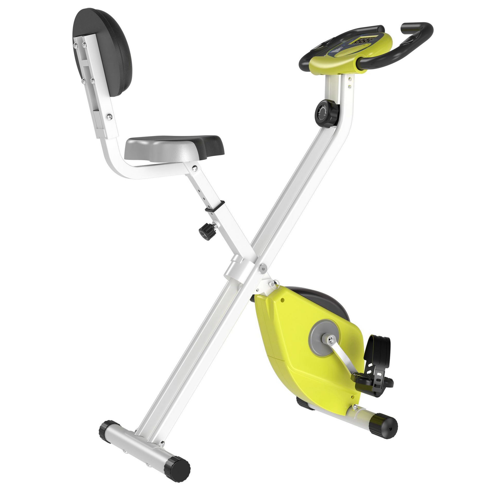 Soozier Foldable Upright Training Exercise Bike Indoor Stationary X Bike with 8 Levels of Magnetic Resistance for Aerobic Exercise, Yellow