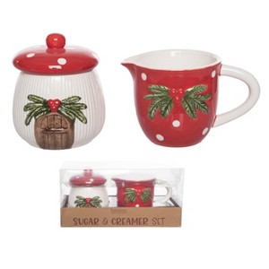 Transpac Dolomite Christmas Mushroom Mugs Set of 2 Ceramic Multicolor 9.3oz Perfect for Holiday Celebrations and Gifts - 1 of 1