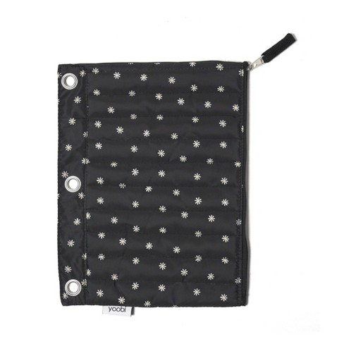 Yoobi Single Zip Binder Pencil Case Puffy Black Daisies: Polyester ...