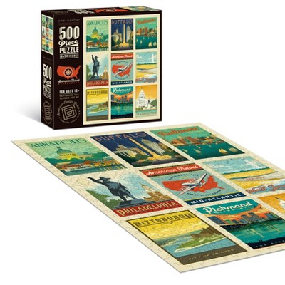 Americanflat 500 Piece Jigsaw Puzzle, 18x24 Inches, "American Travel Mid-Atlantic" Art by Anderson Design Group