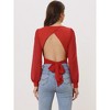 Allegra K Women's Tie Back Long Sleeve Banded Cuff Sweetheart Neck Top - 4 of 4