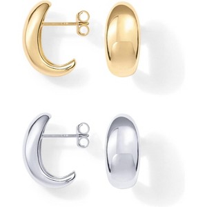 14K Gold Plated Huggie Hoops | 925 Sterling Silver Posts, Dome Design for Women - 1 of 4