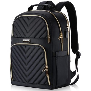 Travel Laptop Backpack, School Backpack for Teen Girls, 15 Inch Quilted Work Backpack Purse with USB Charging Port, Large Anti-theft Bookbag - 1 of 4