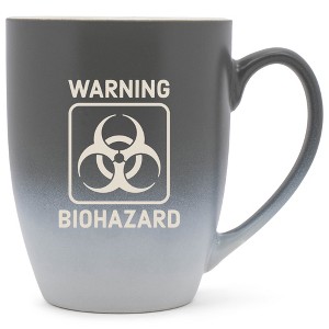 100 North Gray and White Two Toned Ombre, 10 Ounce, Comfortably Fits Your Hands, Ceramic Tea Coffee Cup Mug, Warning Biohazard - 1 of 1