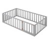 CAVINAS Twin Size Bed Frame, Wood Daybed Frame with Fence and Door, Floor Bed for Kids, Teens, Girls, Boys, Floor Platform Bed - 4 of 4